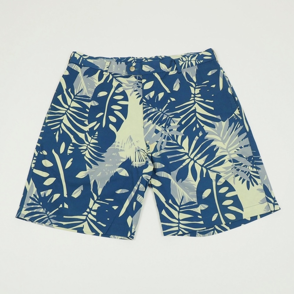 Peter Millar Golf Chino Shorts Mens 34 Blue Floral Cotton Blend Casual Hawaiian